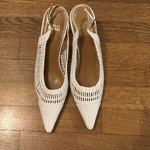 Stuart Weitzman 8.5 m white woven sling backs